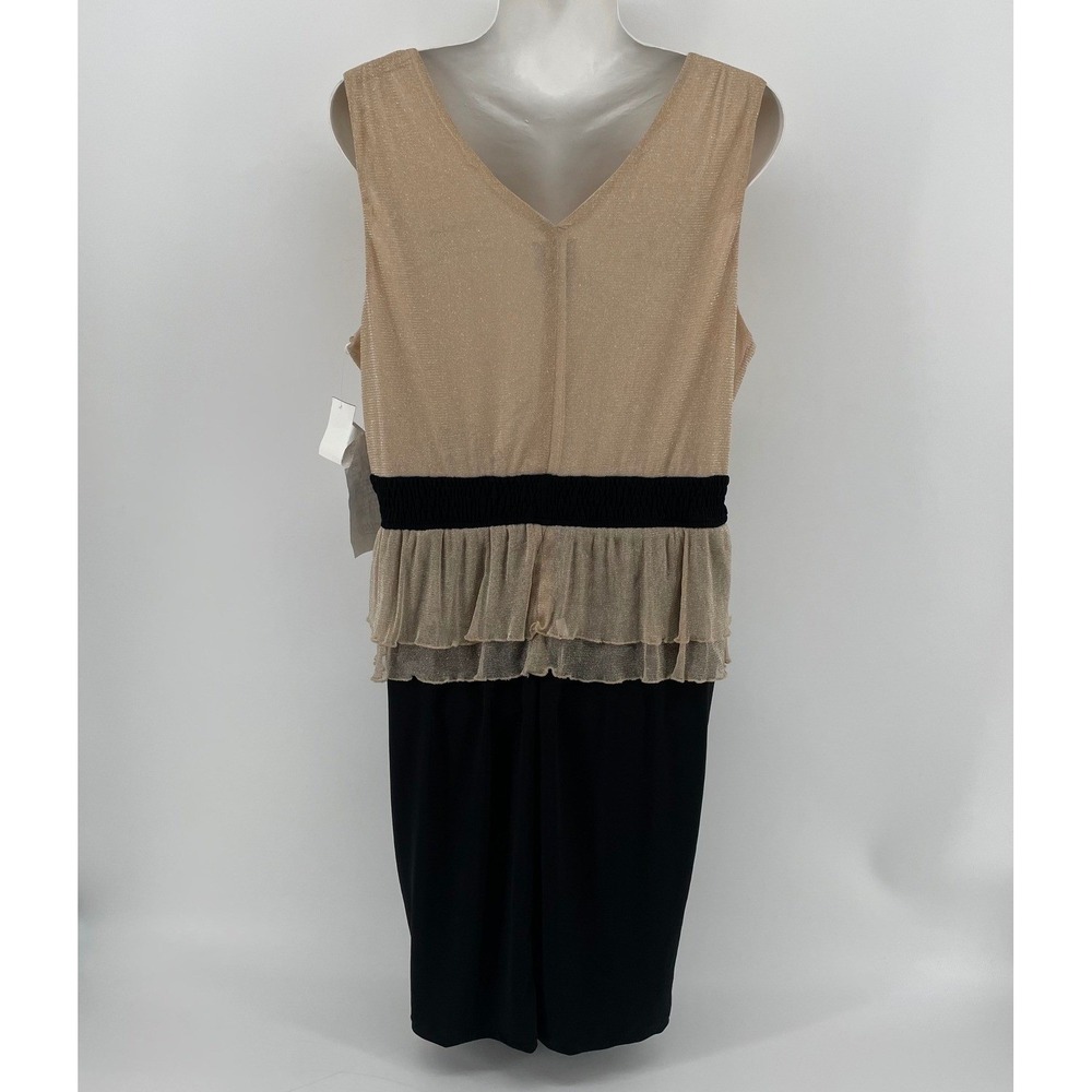 Rabbit Rabbit Designs Gold Metallic Mesh Peplum Sheath Dress Black Size 14 NWT - Picture 3 of 10